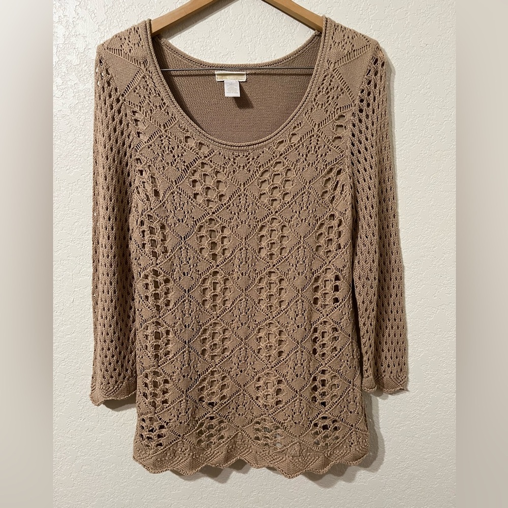 ❄️ ⛄️ Christina all knit brown sweater with long sleeves size large